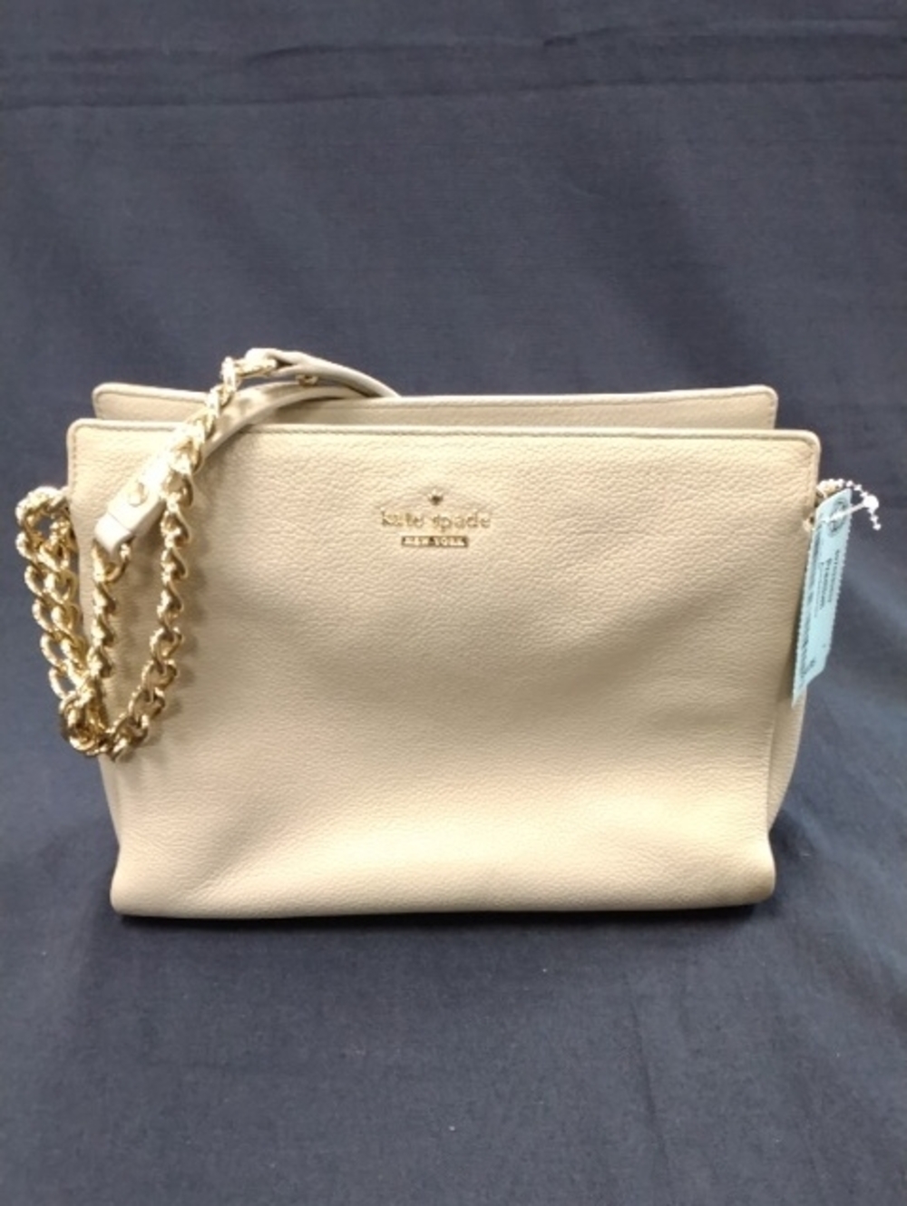 Cream Leather Chain Shoulder Bag